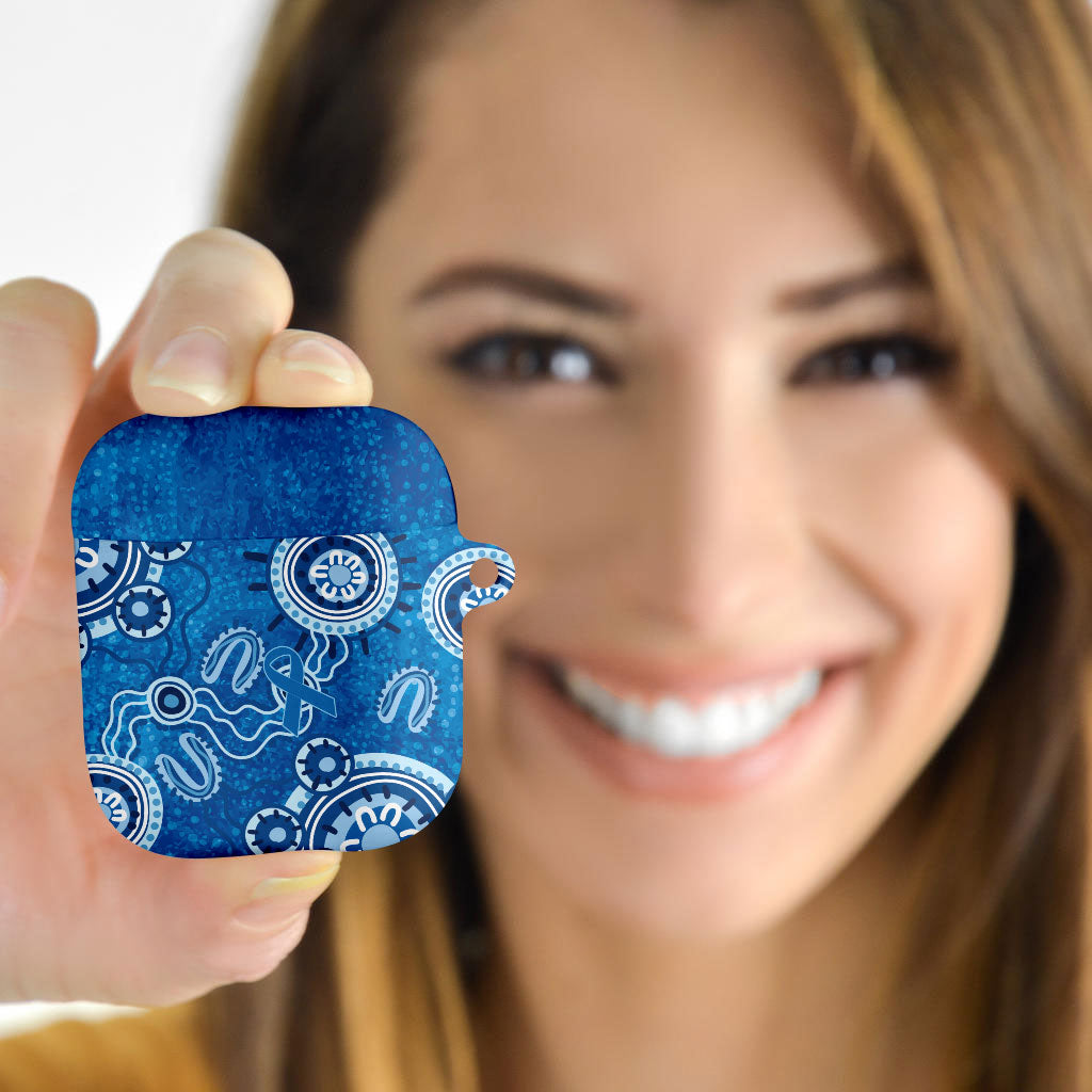 Australia Indigenous Prostate Cancer Prevention AirPods Case Blue Ribbon Aboriginal Art