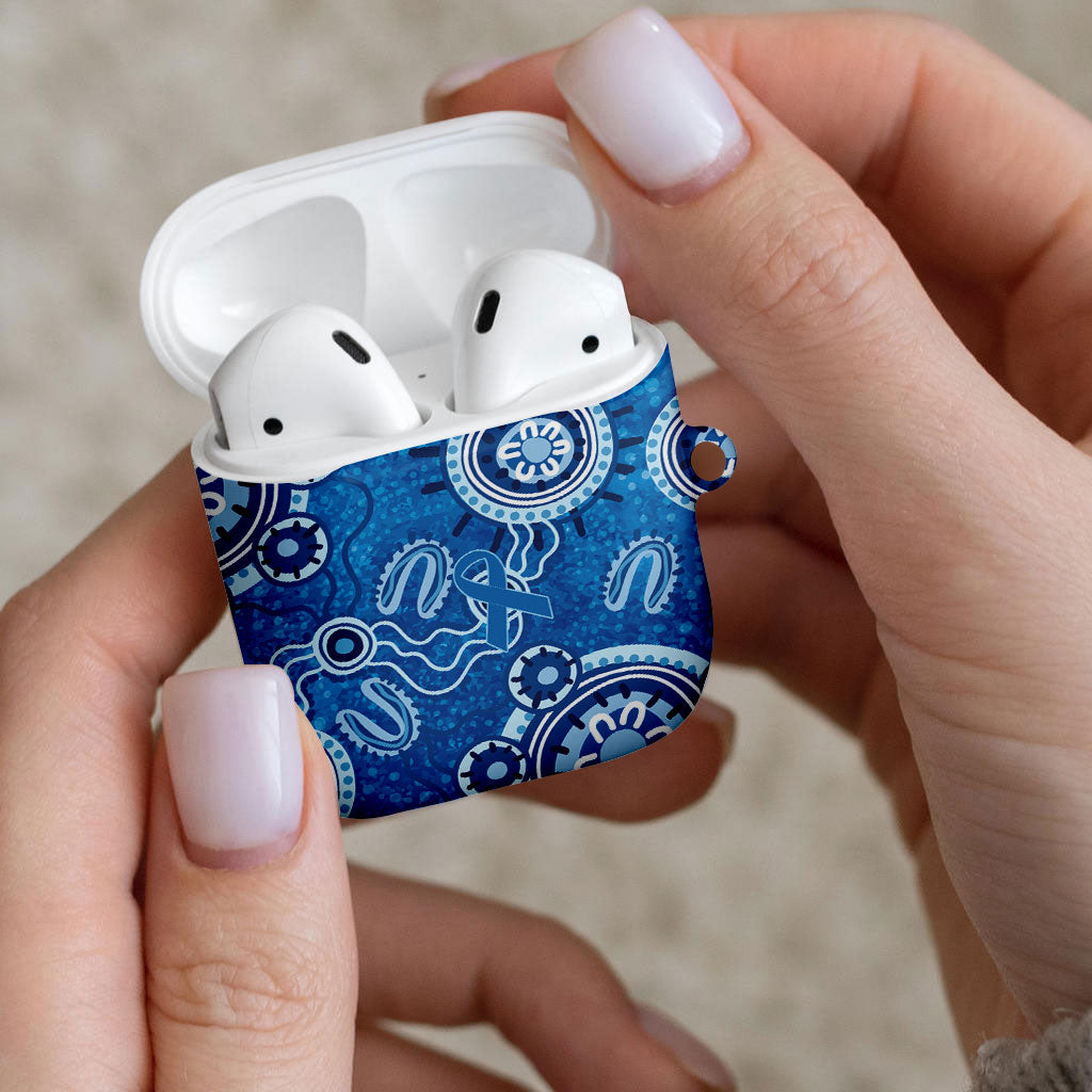 Australia Indigenous Prostate Cancer Prevention AirPods Case Blue Ribbon Aboriginal Art