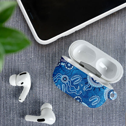 Australia Indigenous Prostate Cancer Prevention AirPods Case Blue Ribbon Aboriginal Art
