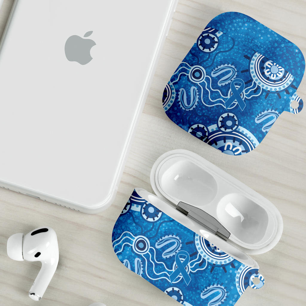 Australia Indigenous Prostate Cancer Prevention AirPods Case Blue Ribbon Aboriginal Art