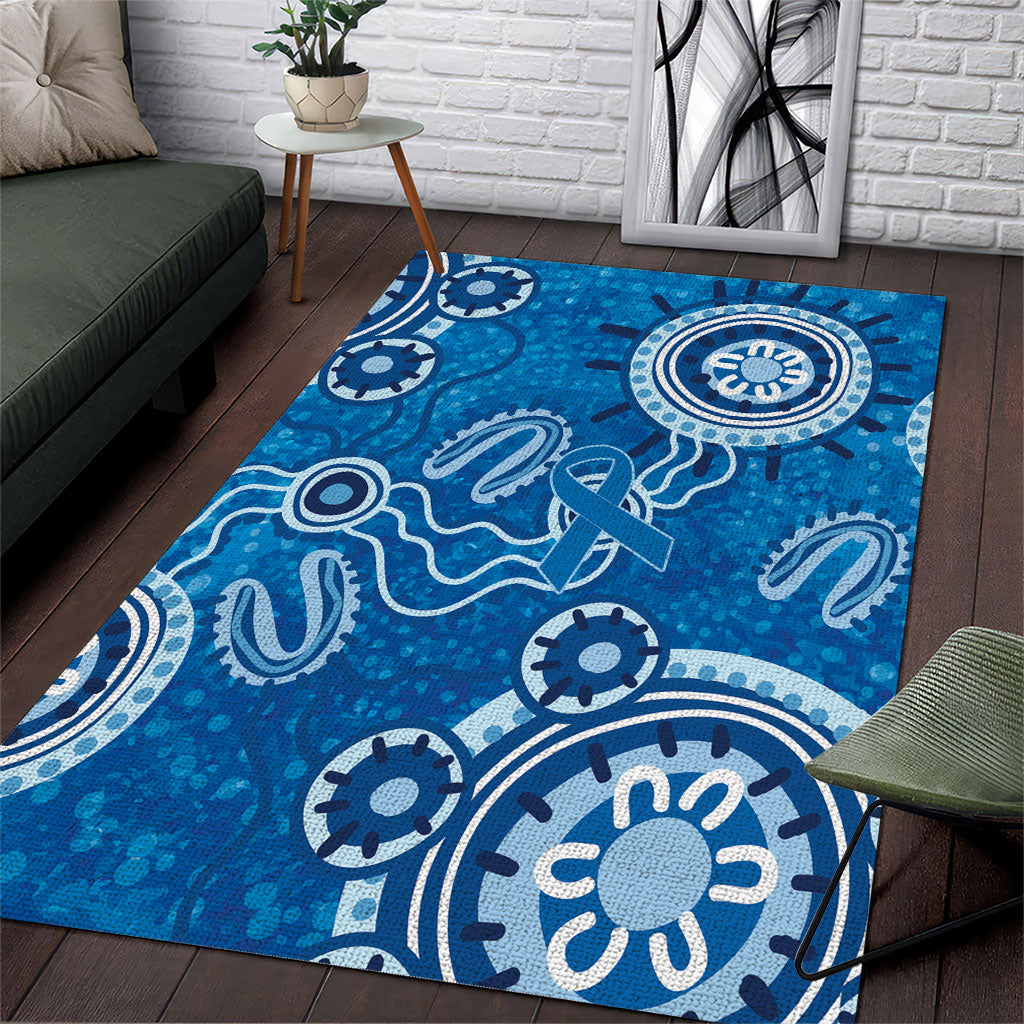 Australia Indigenous Prostate Cancer Prevention Area Rug Blue Ribbon Aboriginal Art