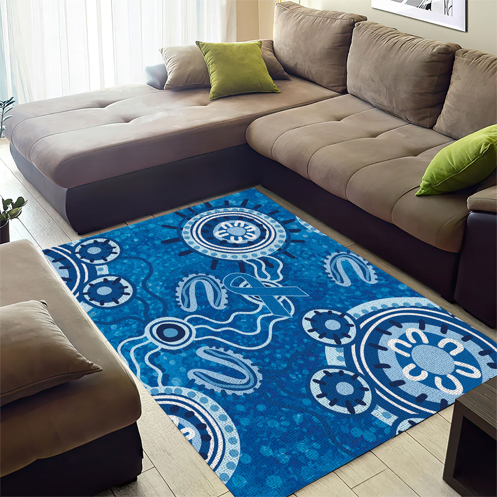 Australia Indigenous Prostate Cancer Prevention Area Rug Blue Ribbon Aboriginal Art