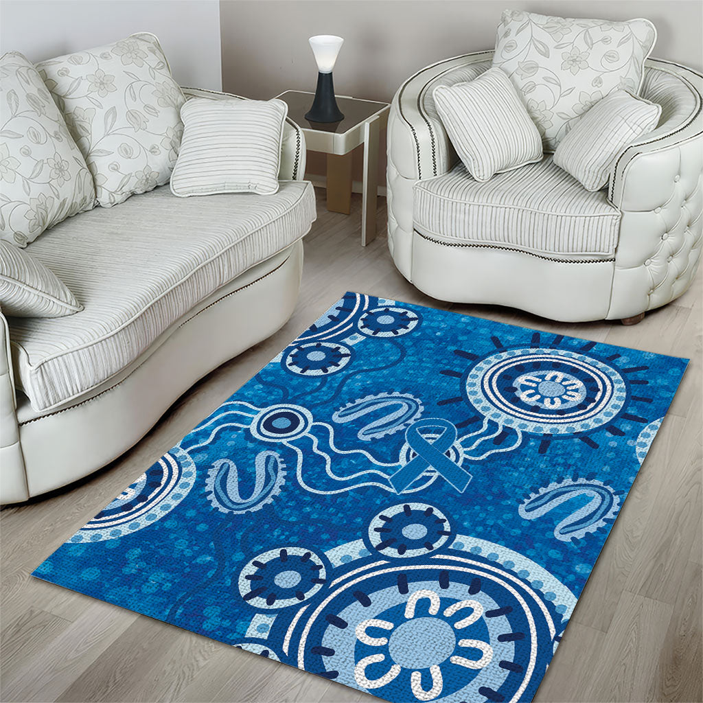 Australia Indigenous Prostate Cancer Prevention Area Rug Blue Ribbon Aboriginal Art
