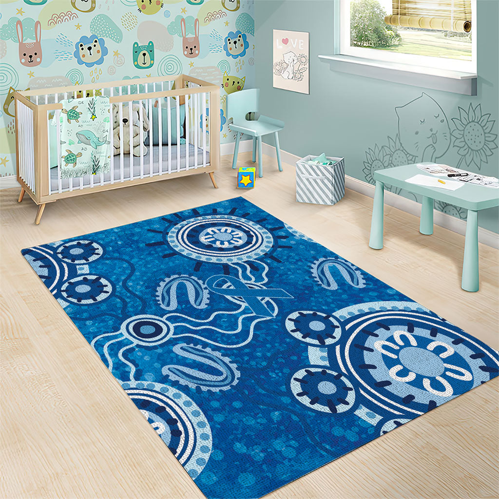 Australia Indigenous Prostate Cancer Prevention Area Rug Blue Ribbon Aboriginal Art