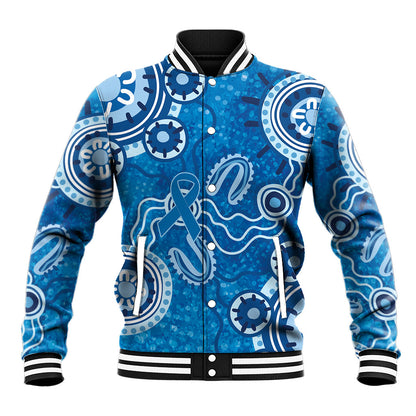 Australia Indigenous Prostate Cancer Prevention Baseball Jacket Blue Ribbon Aboriginal Art
