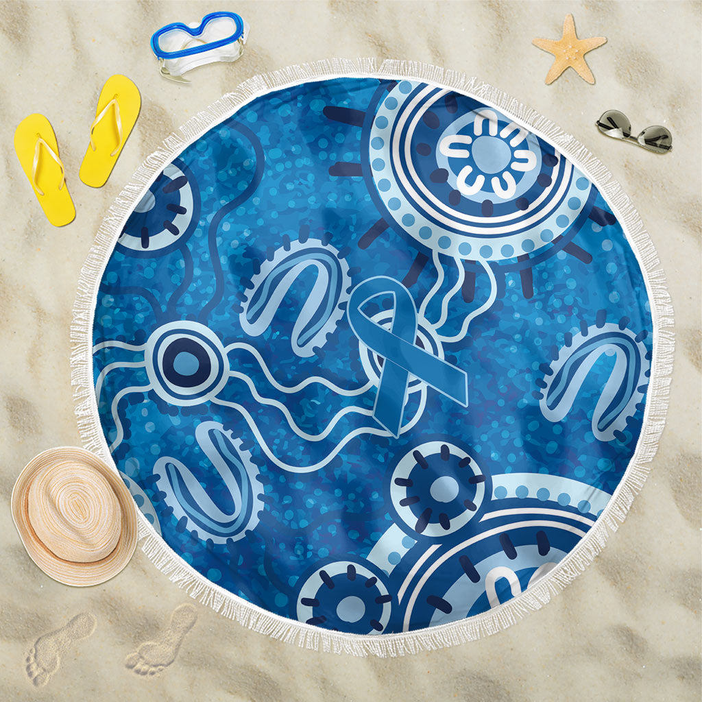 Australia Indigenous Prostate Cancer Prevention Beach Blanket Blue Ribbon Aboriginal Art
