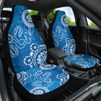 Australia Indigenous Prostate Cancer Prevention Car Seat Cover Blue Ribbon Aboriginal Art