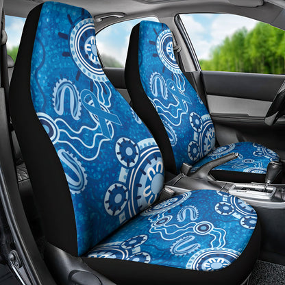 Australia Indigenous Prostate Cancer Prevention Car Seat Cover Blue Ribbon Aboriginal Art