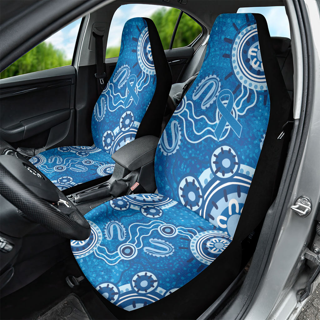 Australia Indigenous Prostate Cancer Prevention Car Seat Cover Blue Ribbon Aboriginal Art