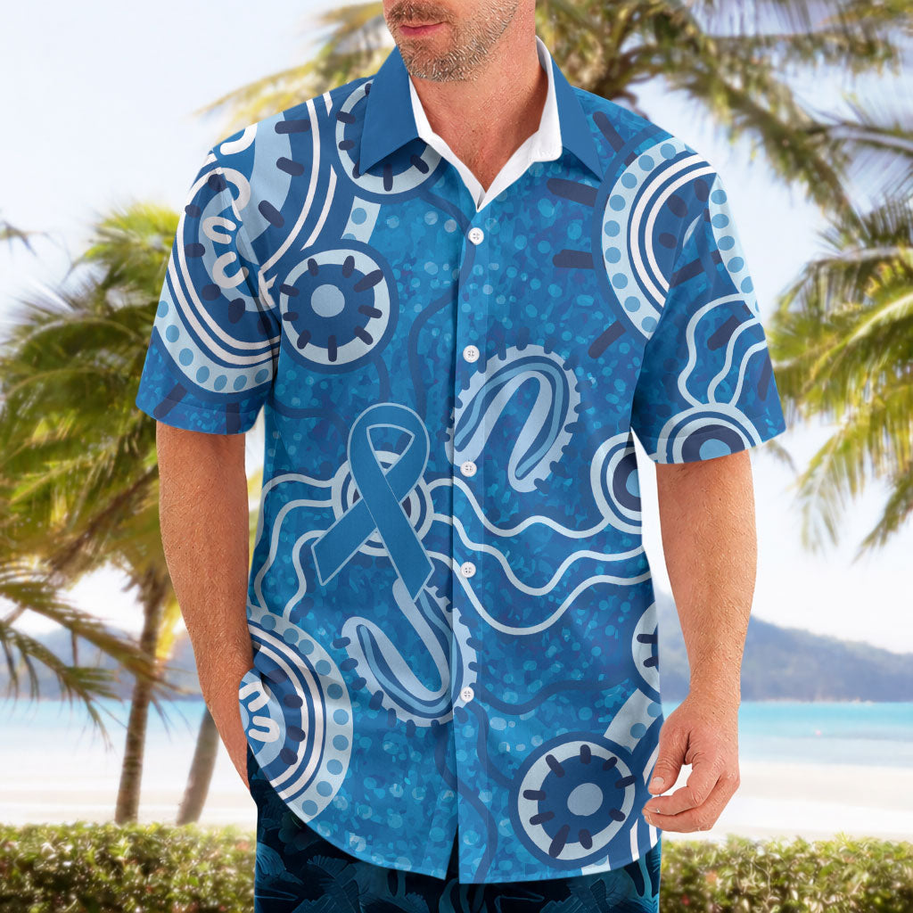Australia Indigenous Prostate Cancer Prevention Hawaiian Shirt Blue Ribbon Aboriginal Art