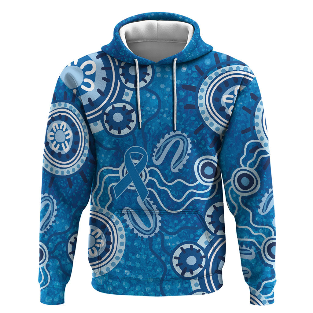 Australia Indigenous Prostate Cancer Prevention Hoodie Blue Ribbon Aboriginal Art