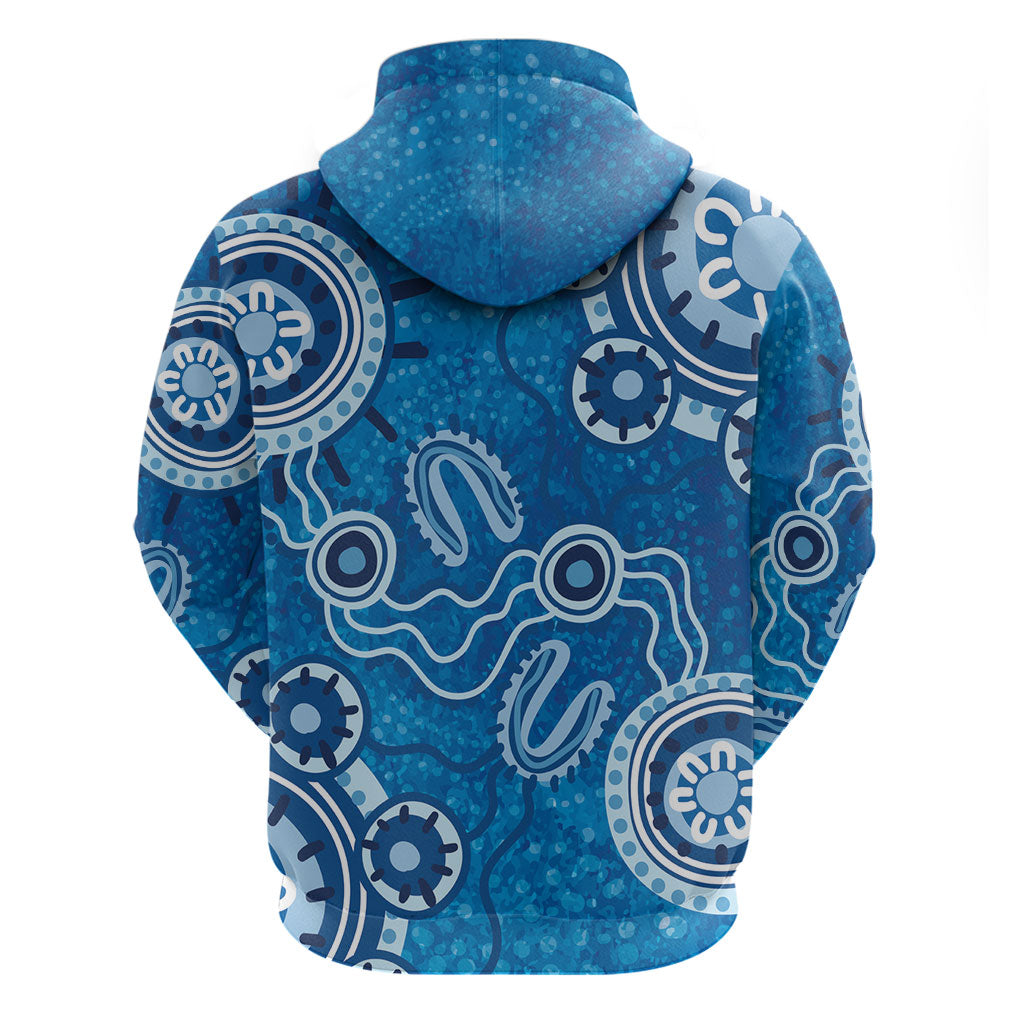 Australia Indigenous Prostate Cancer Prevention Hoodie Blue Ribbon Aboriginal Art