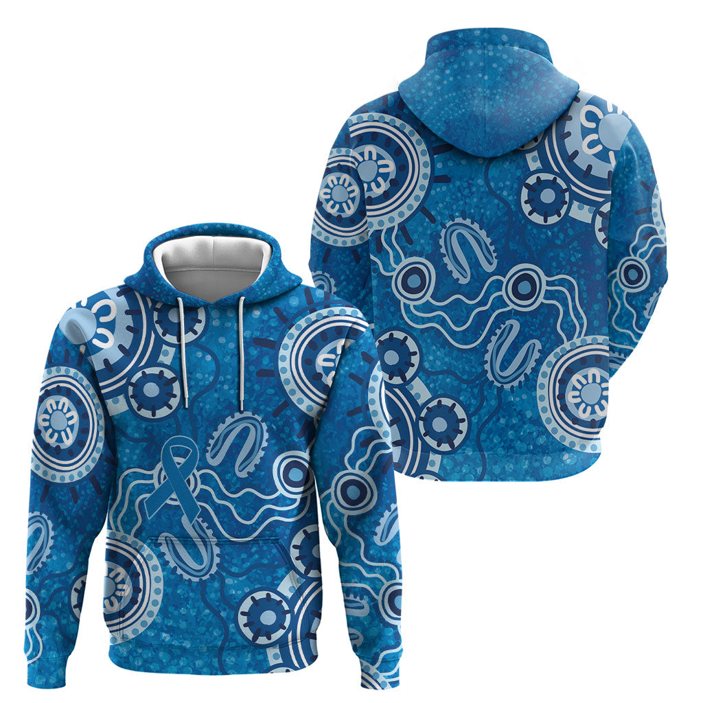 Australia Indigenous Prostate Cancer Prevention Hoodie Blue Ribbon Aboriginal Art