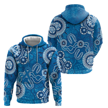 Australia Indigenous Prostate Cancer Prevention Hoodie Blue Ribbon Aboriginal Art