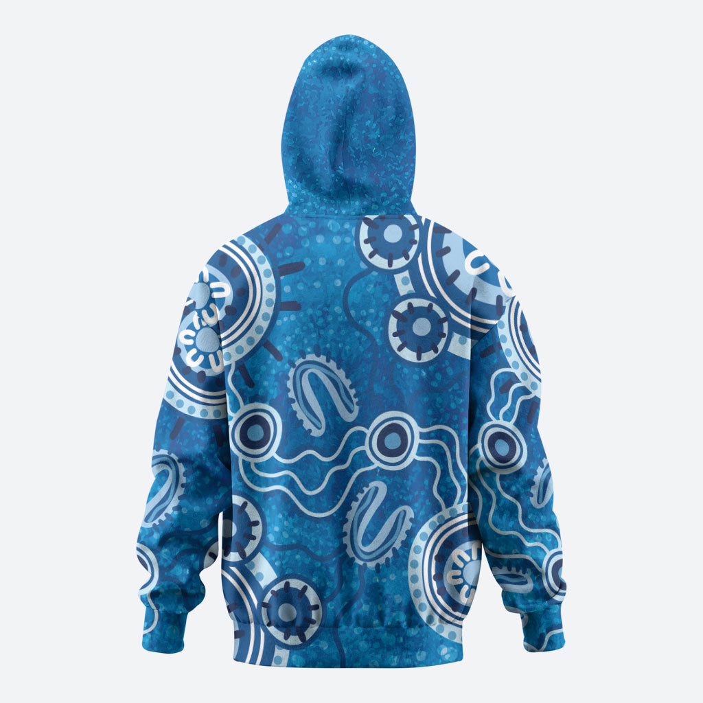 Australia Indigenous Prostate Cancer Prevention Hoodie Blue Ribbon Aboriginal Art
