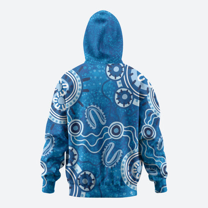 Australia Indigenous Prostate Cancer Prevention Hoodie Blue Ribbon Aboriginal Art