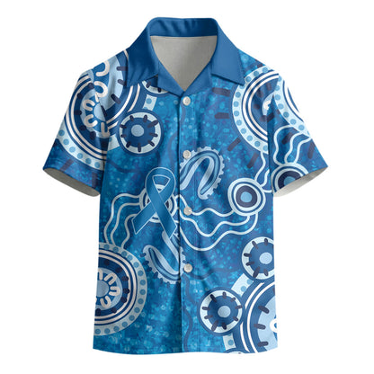 Australia Indigenous Prostate Cancer Prevention Kid Hawaiian Shirt Blue Ribbon Aboriginal Art