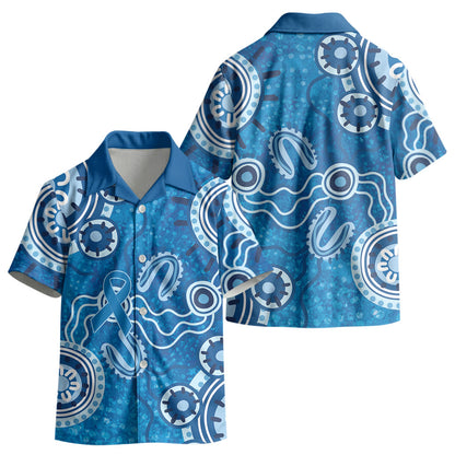 Australia Indigenous Prostate Cancer Prevention Kid Hawaiian Shirt Blue Ribbon Aboriginal Art