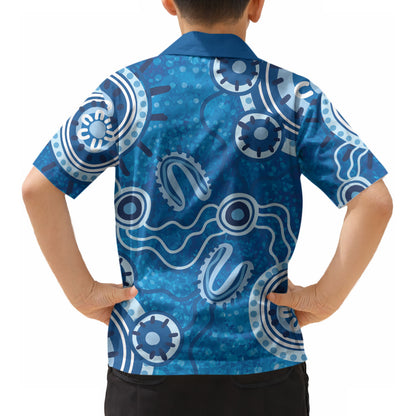 Australia Indigenous Prostate Cancer Prevention Kid Hawaiian Shirt Blue Ribbon Aboriginal Art