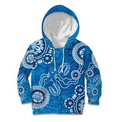 Australia Indigenous Prostate Cancer Prevention Kid Hoodie Blue Ribbon Aboriginal Art