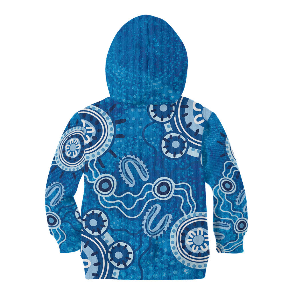 Australia Indigenous Prostate Cancer Prevention Kid Hoodie Blue Ribbon Aboriginal Art