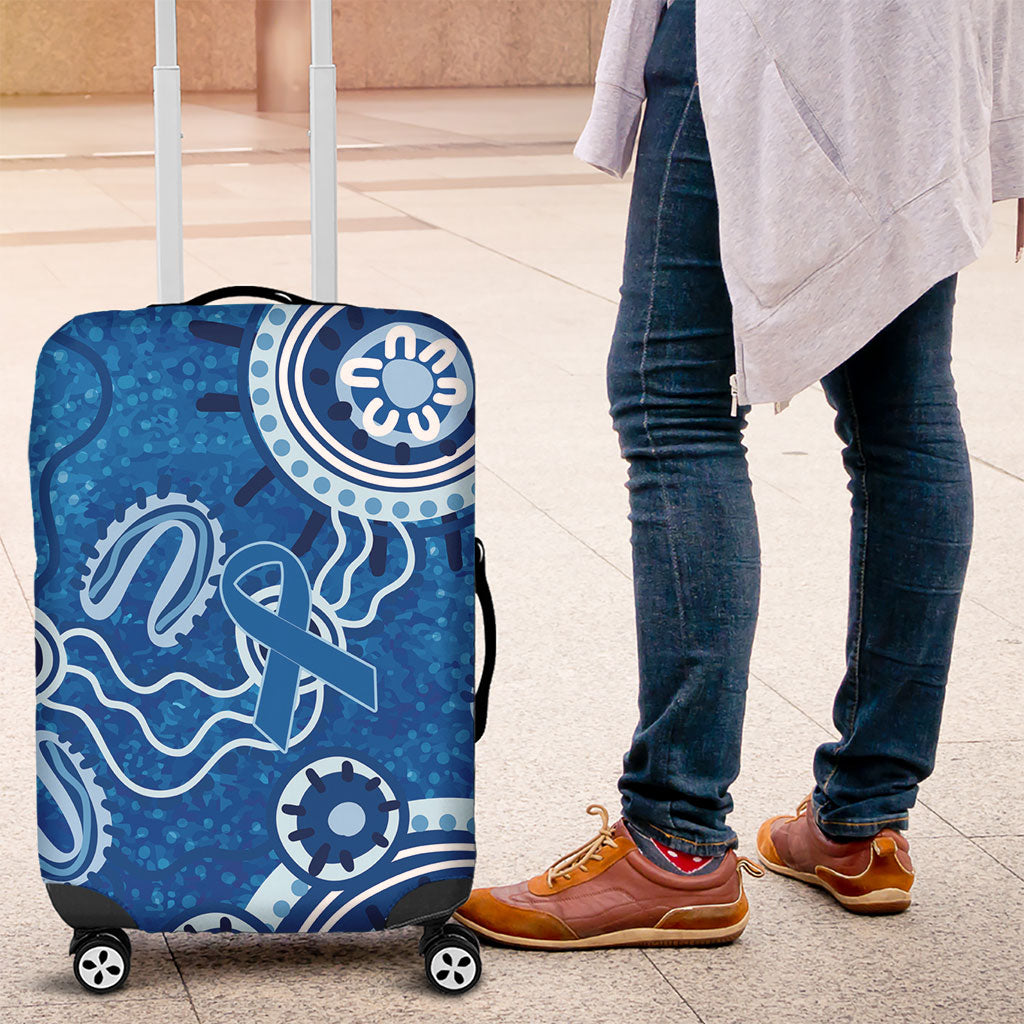 Australia Indigenous Prostate Cancer Prevention Luggage Cover Blue Ribbon Aboriginal Art