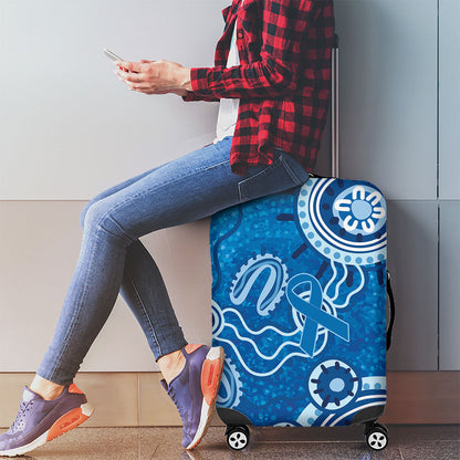 Australia Indigenous Prostate Cancer Prevention Luggage Cover Blue Ribbon Aboriginal Art