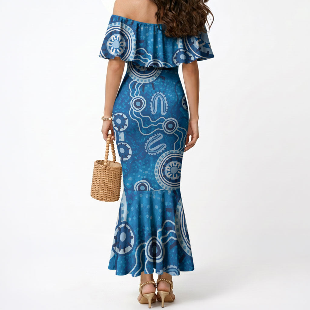 Australia Indigenous Prostate Cancer Prevention Mermaid Dress Blue Ribbon Aboriginal Art