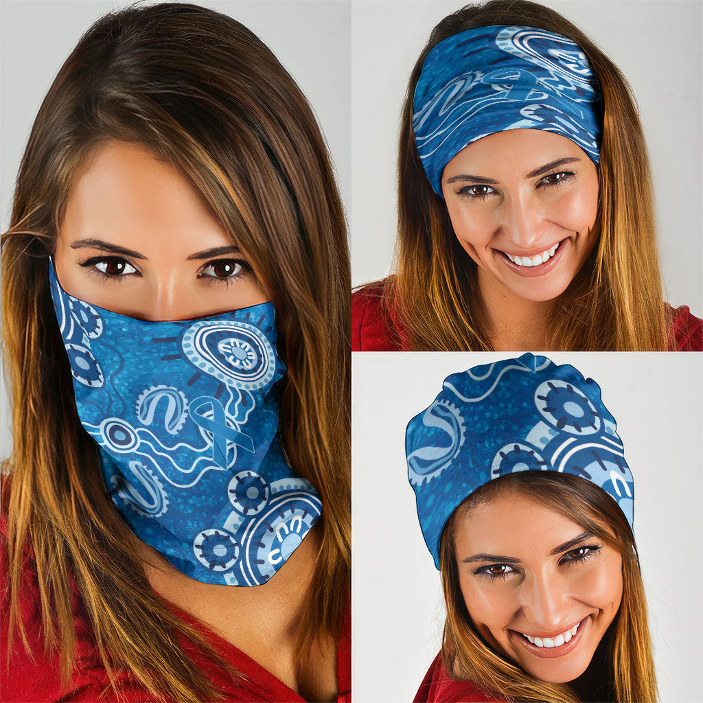 Australia Indigenous Prostate Cancer Prevention Neck Gaiter Blue Ribbon Aboriginal Art