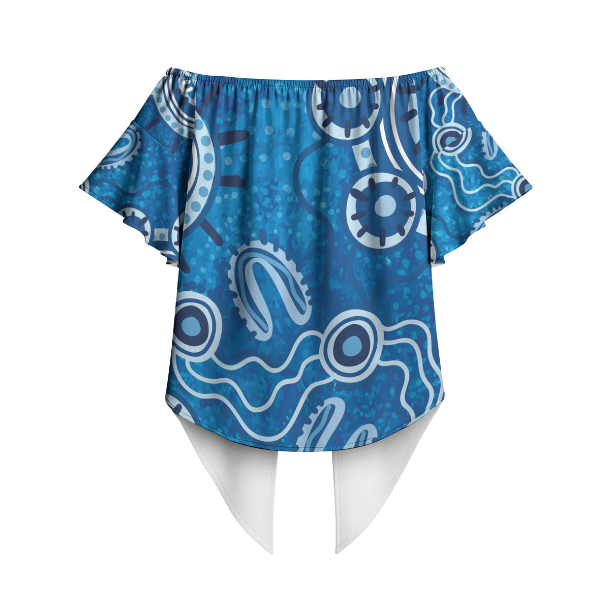 Australia Indigenous Prostate Cancer Prevention Off Shoulder Wrap Waist Top Blue Ribbon Aboriginal Art