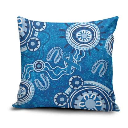 Australia Indigenous Prostate Cancer Prevention Pillow Cover Blue Ribbon Aboriginal Art