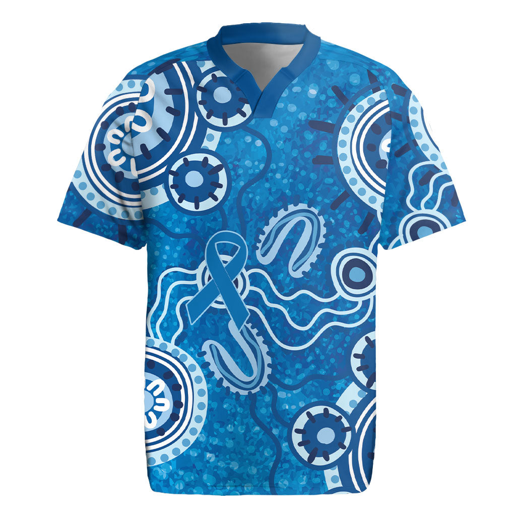 Australia Indigenous Prostate Cancer Prevention Rugby Jersey Blue Ribbon Aboriginal Art