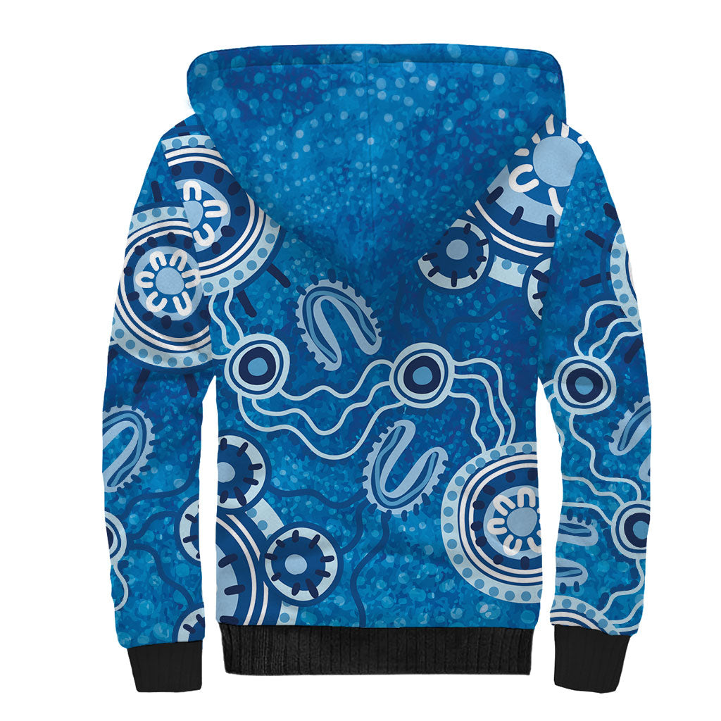 Australia Indigenous Prostate Cancer Prevention Sherpa Hoodie Blue Ribbon Aboriginal Art