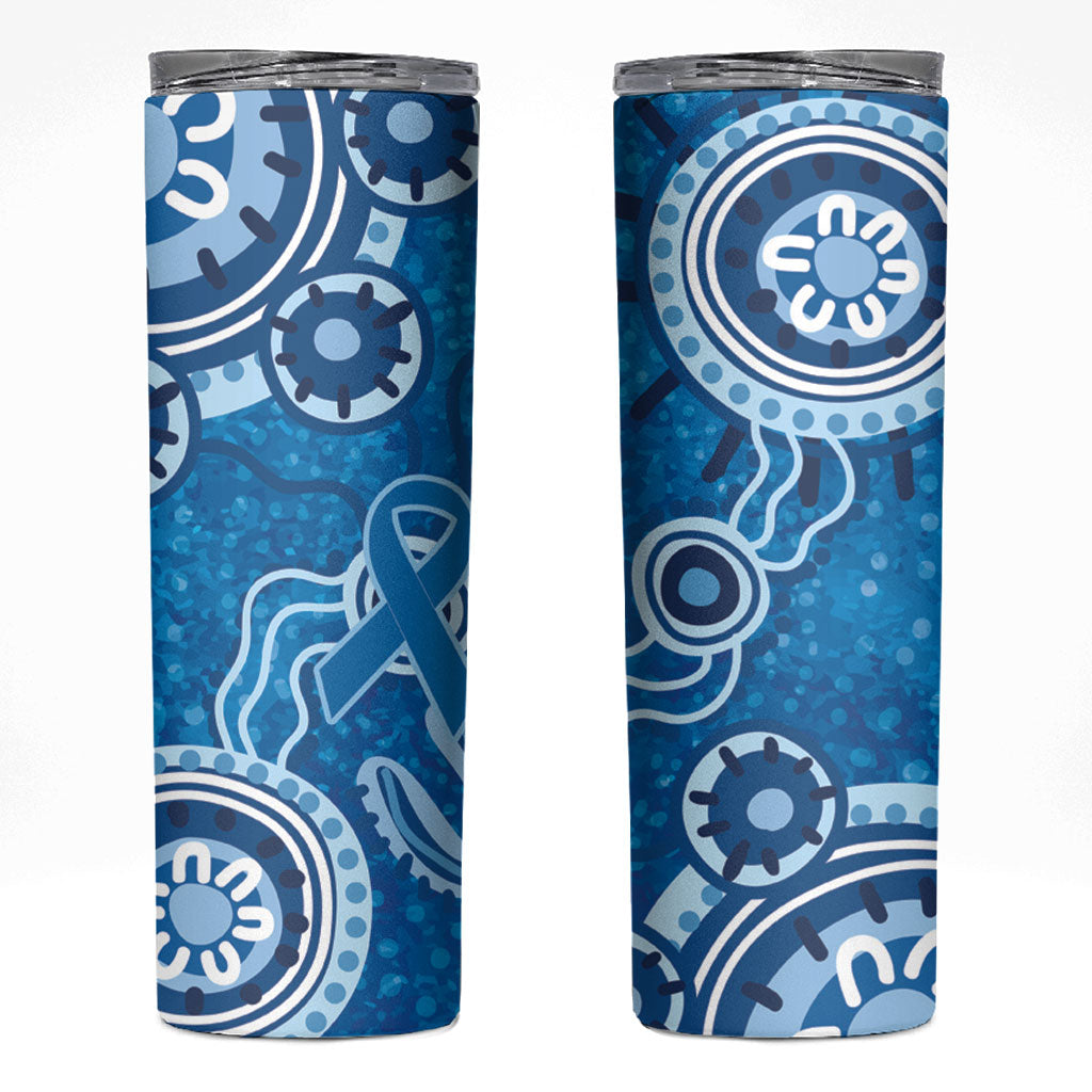 Australia Indigenous Prostate Cancer Prevention Skinny Tumbler Blue Ribbon Aboriginal Art