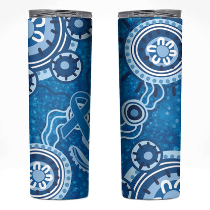 Australia Indigenous Prostate Cancer Prevention Skinny Tumbler Blue Ribbon Aboriginal Art