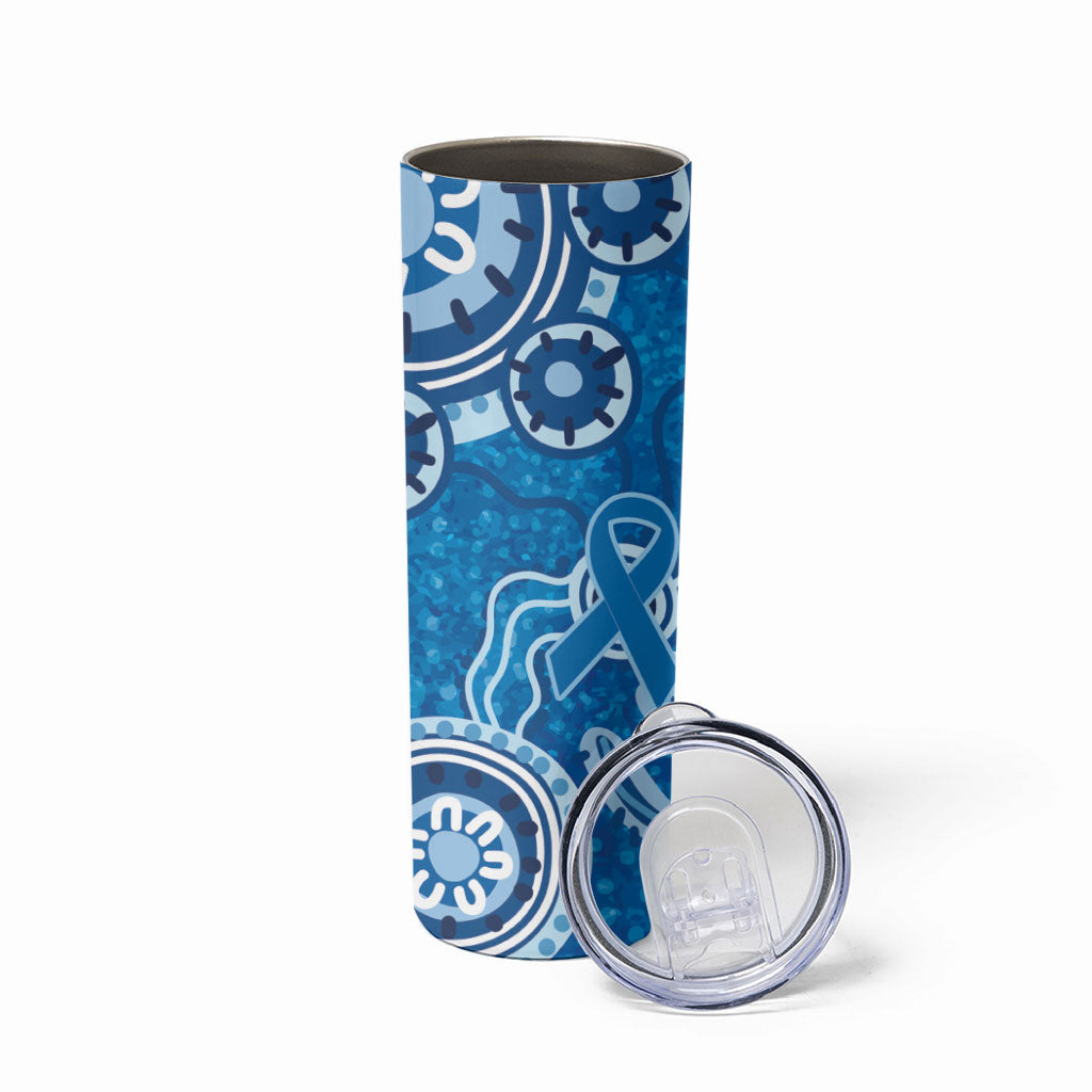 Australia Indigenous Prostate Cancer Prevention Skinny Tumbler Blue Ribbon Aboriginal Art