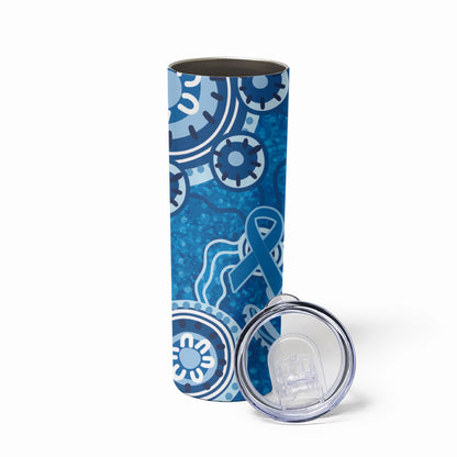 Australia Indigenous Prostate Cancer Prevention Skinny Tumbler Blue Ribbon Aboriginal Art