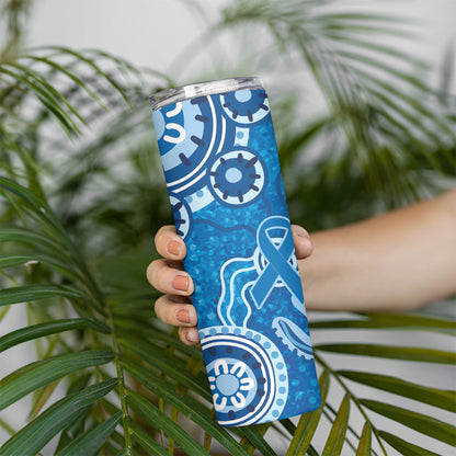 Australia Indigenous Prostate Cancer Prevention Skinny Tumbler Blue Ribbon Aboriginal Art
