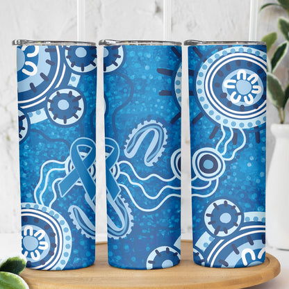 Australia Indigenous Prostate Cancer Prevention Skinny Tumbler Blue Ribbon Aboriginal Art