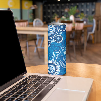 Australia Indigenous Prostate Cancer Prevention Skinny Tumbler Blue Ribbon Aboriginal Art