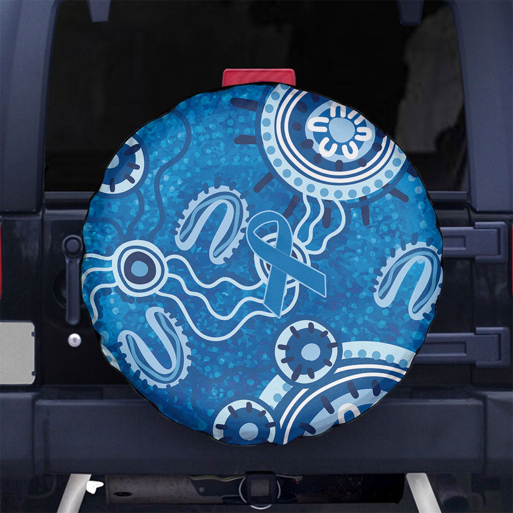 Australia Indigenous Prostate Cancer Prevention Spare Tire Cover Blue Ribbon Aboriginal Art
