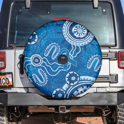 Australia Indigenous Prostate Cancer Prevention Spare Tire Cover Blue Ribbon Aboriginal Art