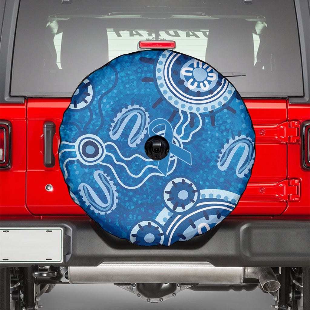 Australia Indigenous Prostate Cancer Prevention Spare Tire Cover Blue Ribbon Aboriginal Art