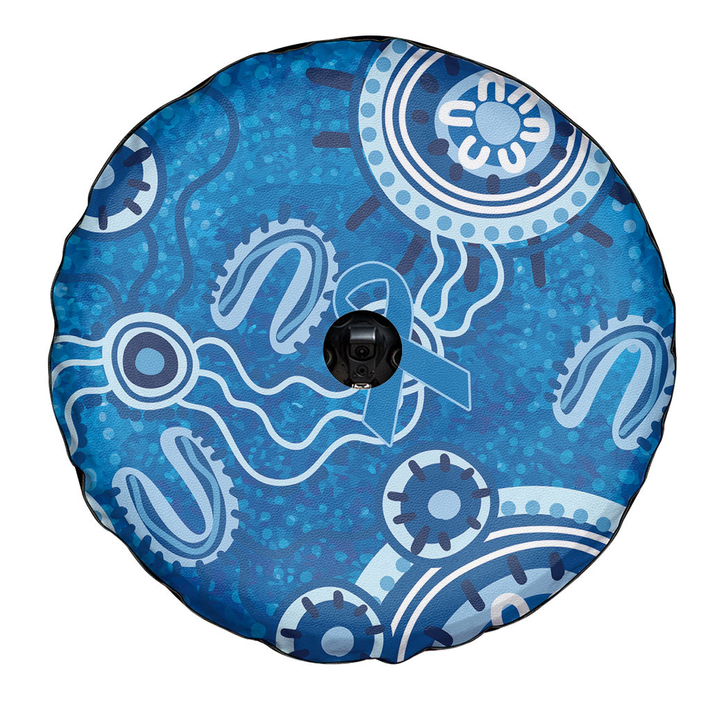 Australia Indigenous Prostate Cancer Prevention Spare Tire Cover Blue Ribbon Aboriginal Art