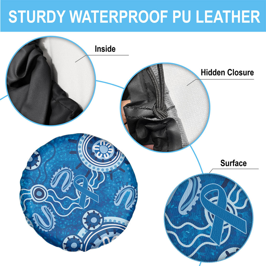 Australia Indigenous Prostate Cancer Prevention Spare Tire Cover Blue Ribbon Aboriginal Art