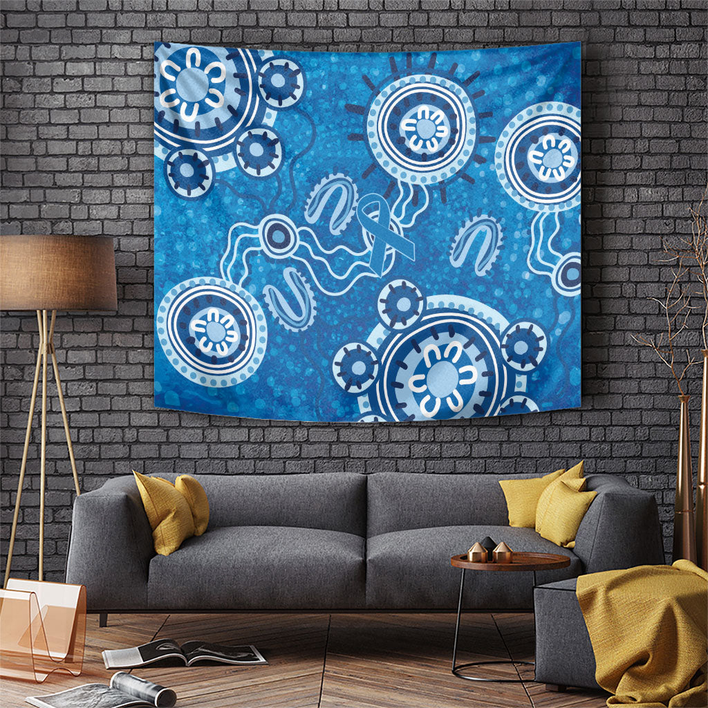 Australia Indigenous Prostate Cancer Prevention Tapestry Blue Ribbon Aboriginal Art