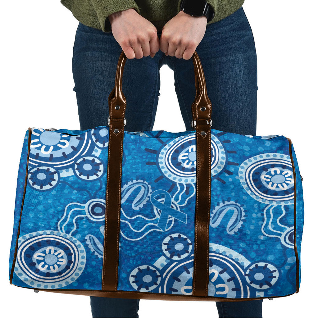 Australia Indigenous Prostate Cancer Prevention Travel Bag Blue Ribbon Aboriginal Art