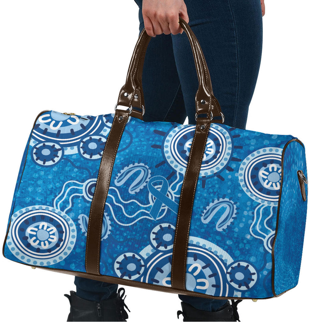 Australia Indigenous Prostate Cancer Prevention Travel Bag Blue Ribbon Aboriginal Art