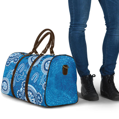 Australia Indigenous Prostate Cancer Prevention Travel Bag Blue Ribbon Aboriginal Art