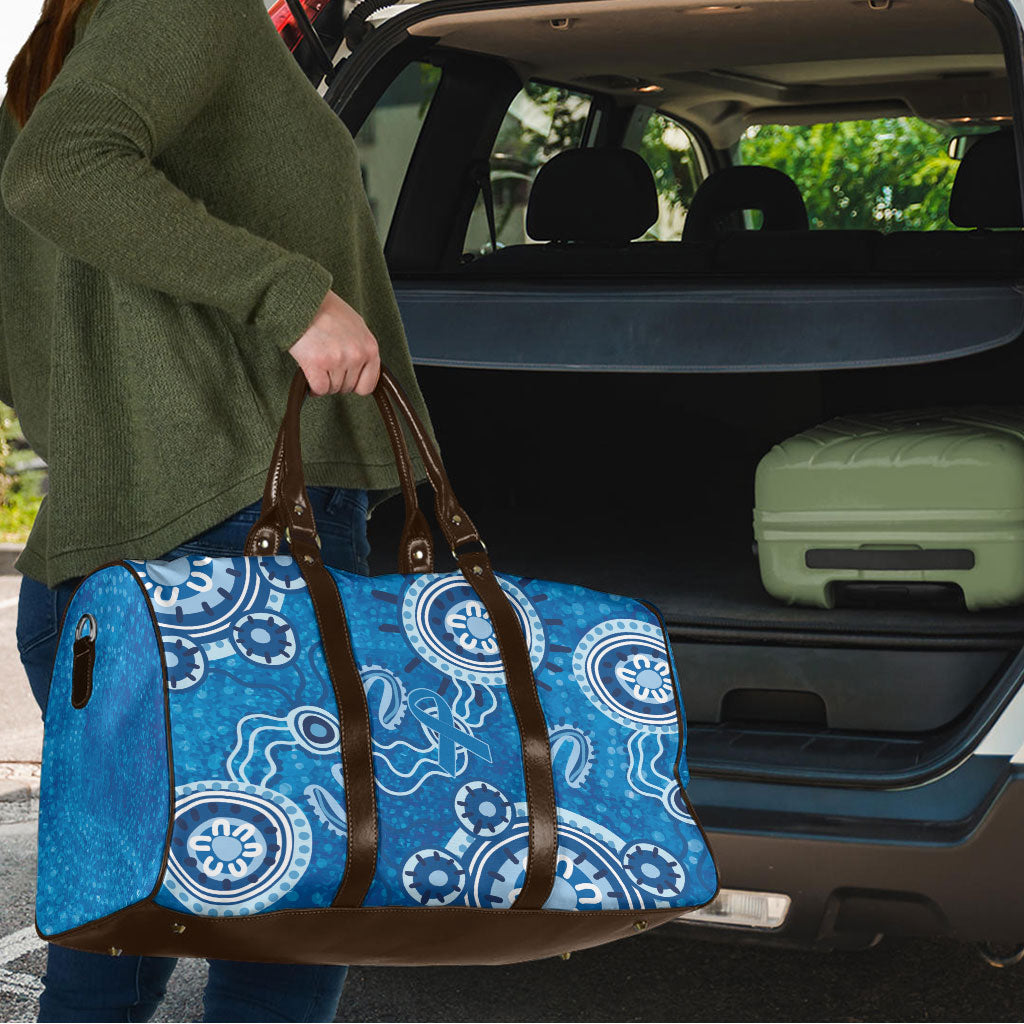 Australia Indigenous Prostate Cancer Prevention Travel Bag Blue Ribbon Aboriginal Art